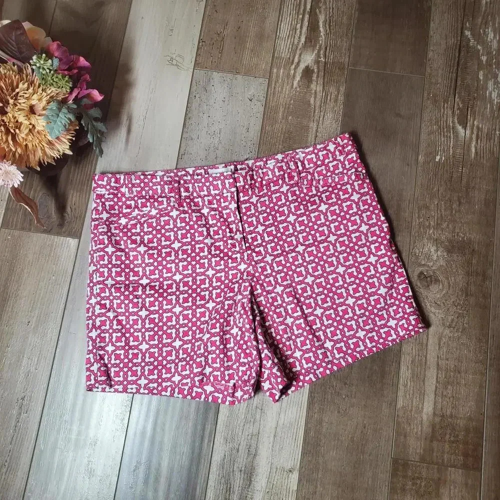 LAUNDRY BY SHELLI SEGAL Women's Geometric Print Shorts Size 8 Chino Khakis
